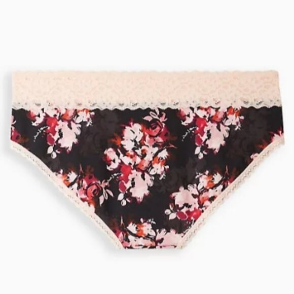 TORRID WIDE LACE TRIM HIPSTER PANTY - COTTON FLORAL SIZE 1X - Picture 2 of 4